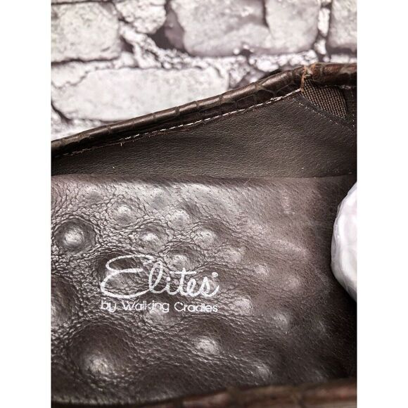 Elite By Walking Cradles Brown Leather Croc Comfort SlipOn Cork Clogs Women Sz 8 - Picture 5 of 16